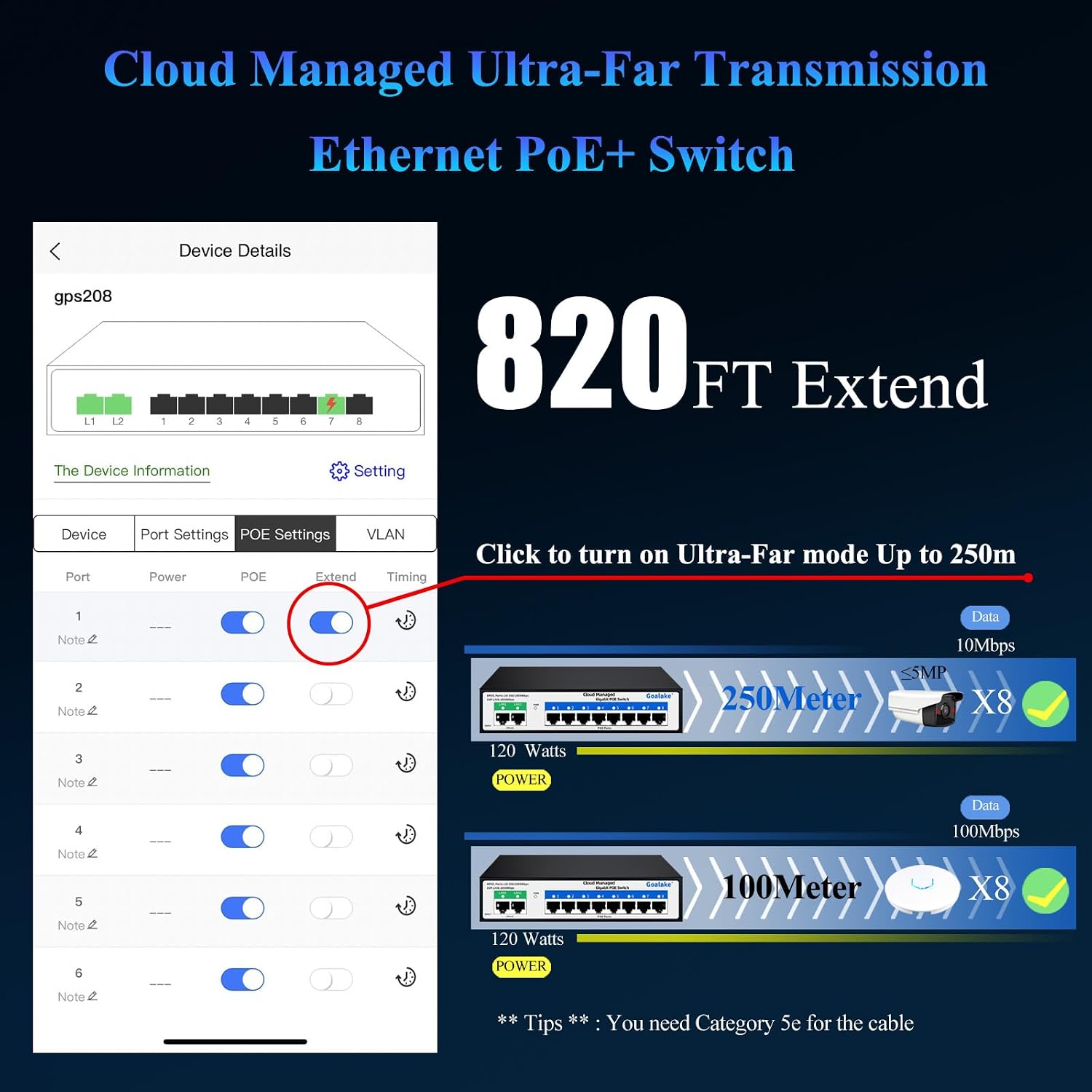 Thumbnail 2 de Goalake 10-Port Gigabit PoE+ Cloud Managed Switch