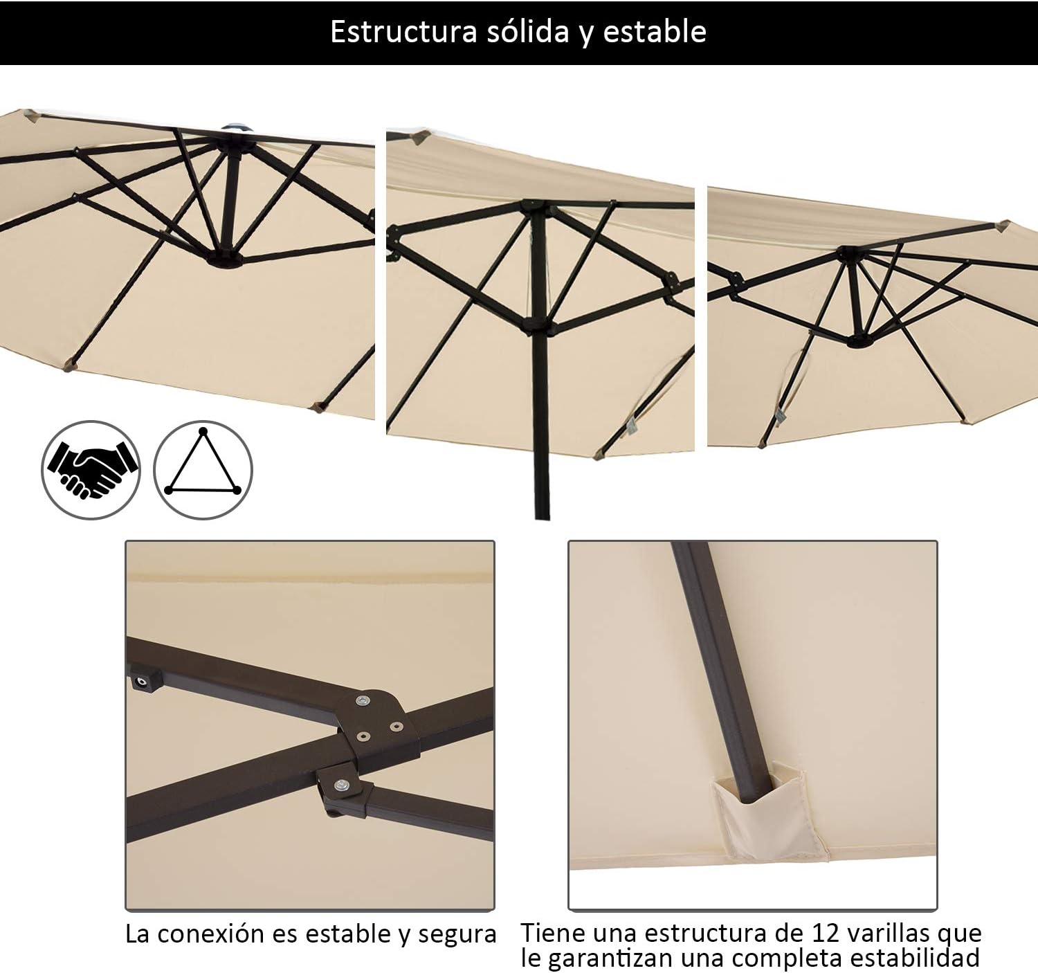 Thumbnail 5 de Outsunny Sombrilla Parasol Doble 4,55 m