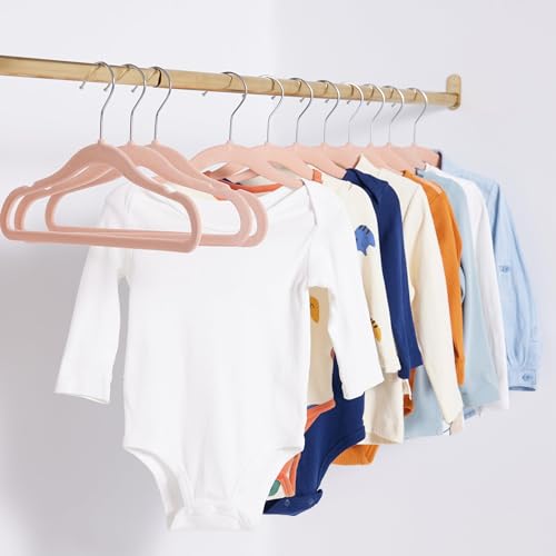 Detalle de Amazon Basics Cintres Antidérapants en Velours pour Enfants et Bébés — Lot de 50, Rose Poudré, 29,5 cm