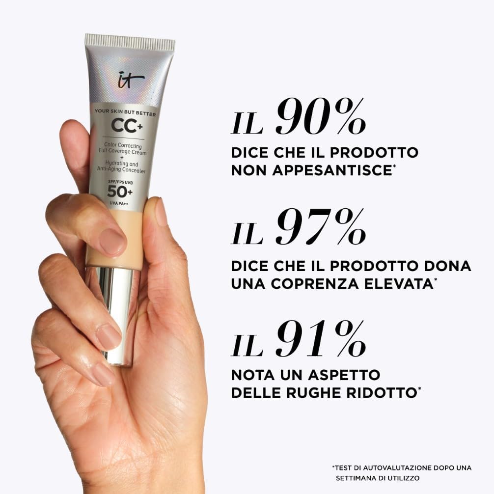 Detalle de iT COSMETICS CC+ Cream e Fondotinta Anti-età: Alta Coprenza, Waterproof, Finish Naturale