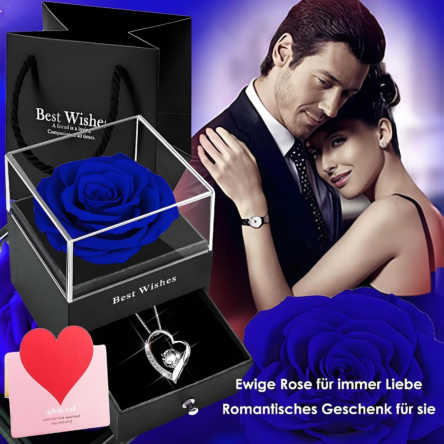 Thumbnail 5 de SWEETIME Infinity Rosen Blaue Rosen Geschenkbox 3–5 Jahre