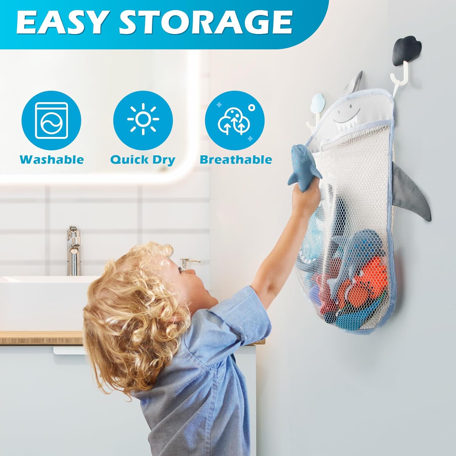 Thumbnail 5 de No Hole Mold Free Baby Bath Toys with Storage Bag for Ages 1–3 and Infants 6–12 Months