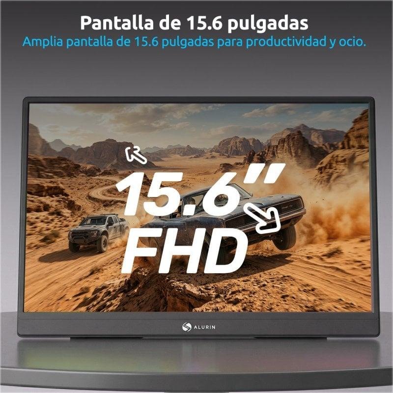 Detalle de Monitor Portátil Alurin CoreVision Air IPS FHD 15,6" con funda