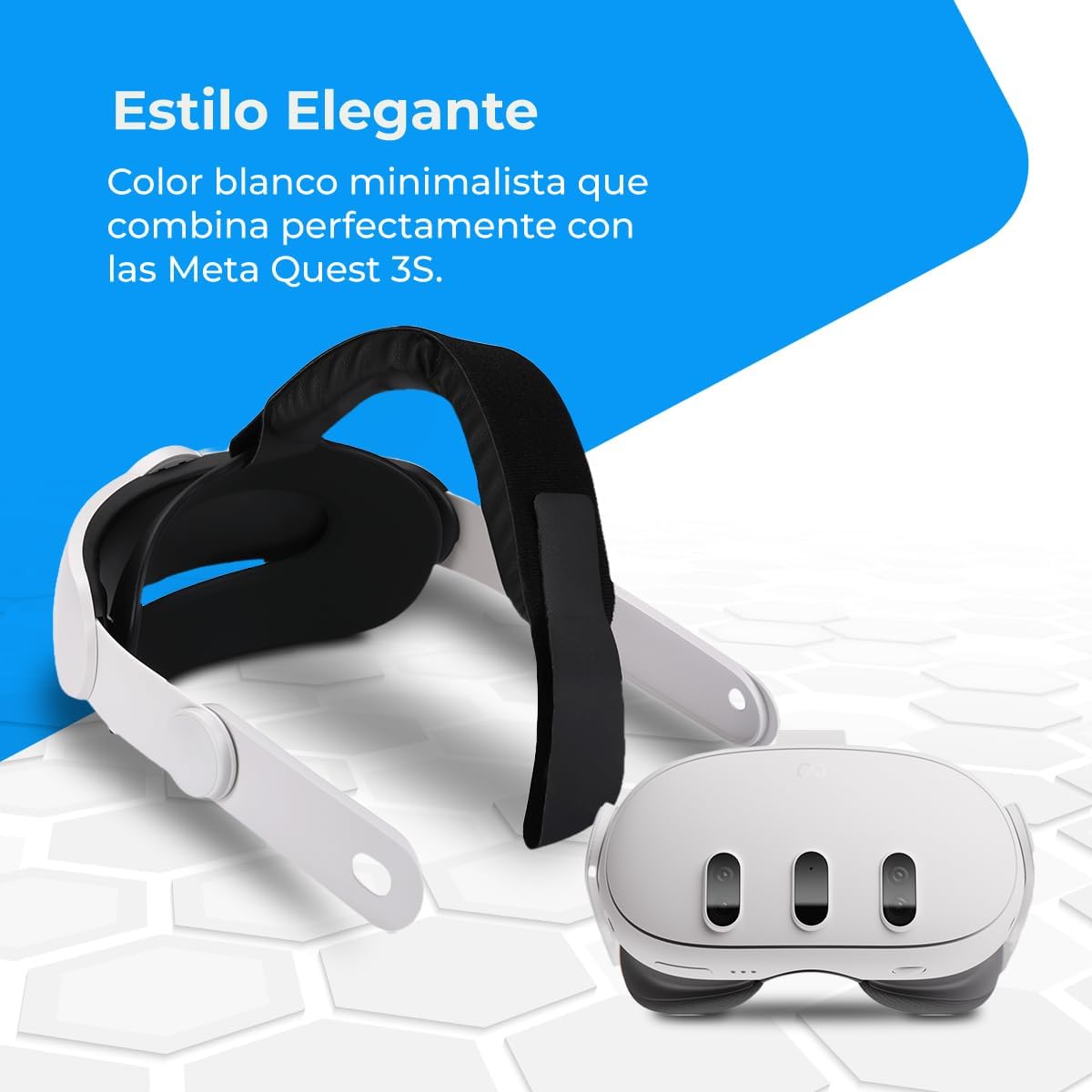 Detalle 2 de NK Correa Compatible con Meta Quest 3 – Ajustable, Cómoda y Blanco