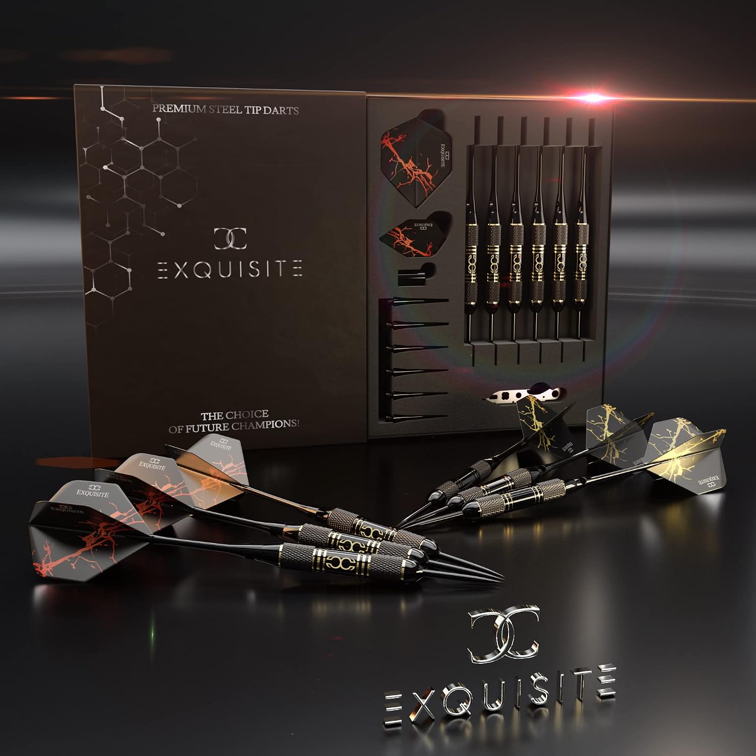 Thumbnail 6 de CC-Exquisite Professional Steel Tip Darts Set – 6 × 22g with Customisable Barrel, Shaft and Flight Configurations