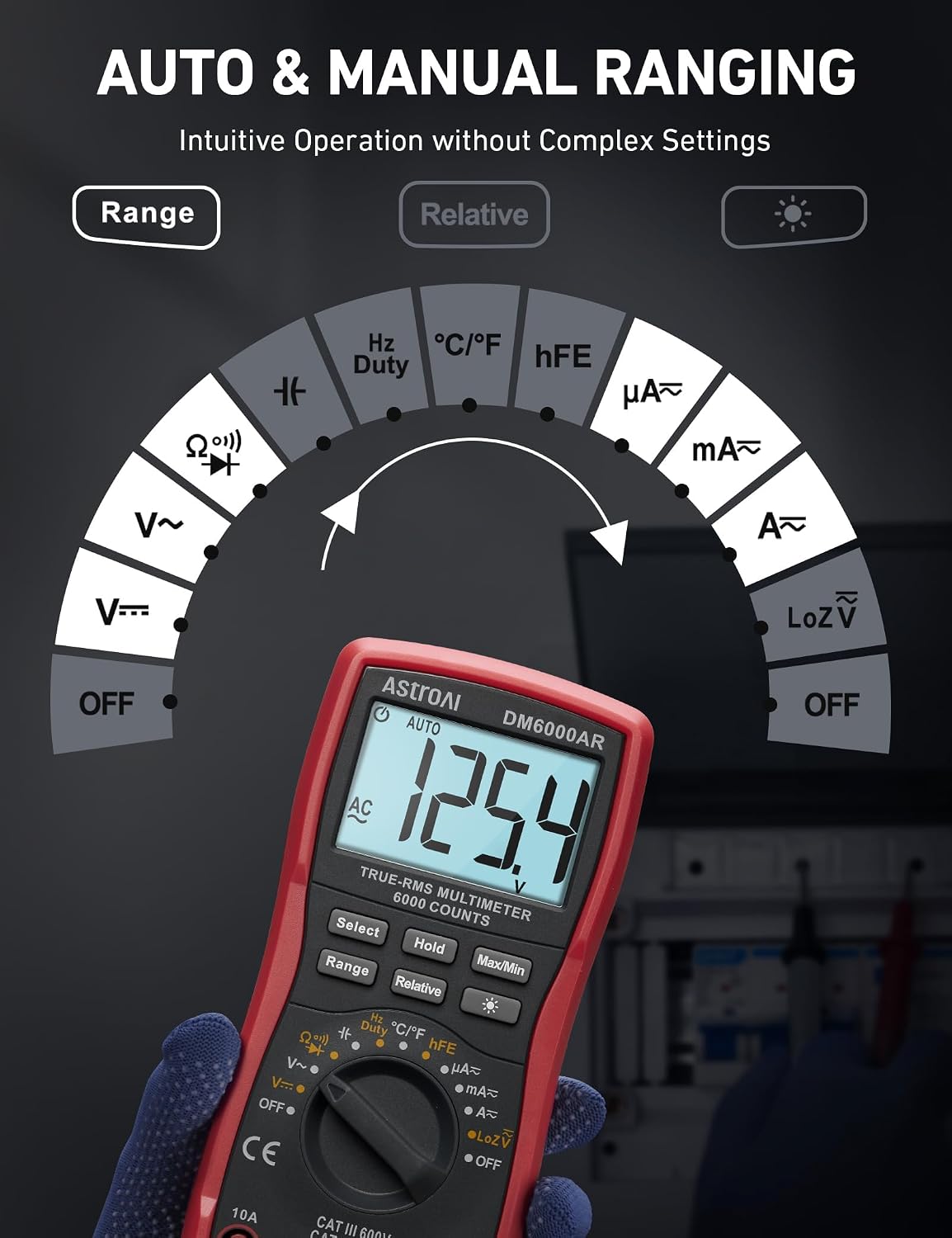 Detalle 2 de AstroAI DM6000AR Digital Multimeter, 6,000 Counts, True RMS, Auto-Ranging