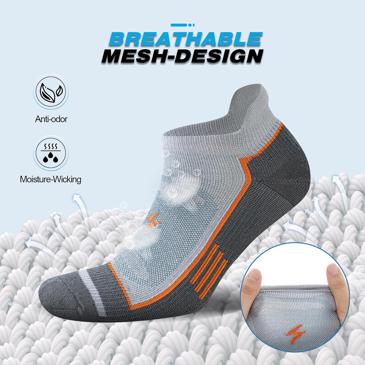 Thumbnail 3 de Cirorld Mens Ankle Running Socks (85% Cotton) — Cushioned Moisture-Wicking Low Cut Athletic Socks, 6 Pairs