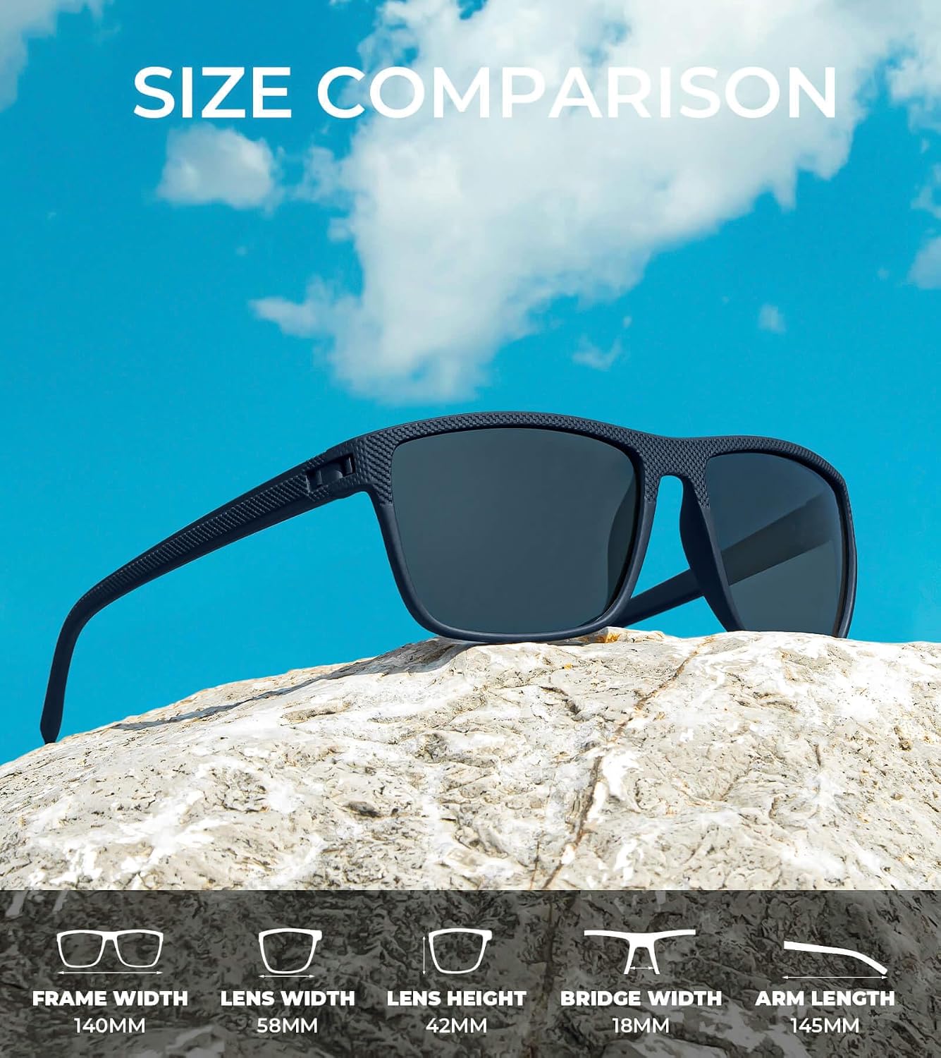Thumbnail 2 de KALIYADI Polarized Sunglasses for Men, UV400 Protection, Lightweight Rectangle Frame