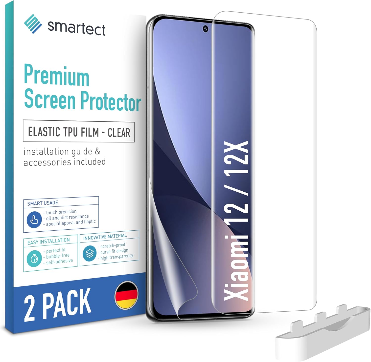 Detalle de SmarTect TPU Screen Protectors for Xiaomi 12 / 12X, 2-Pack, Clear Full Coverage