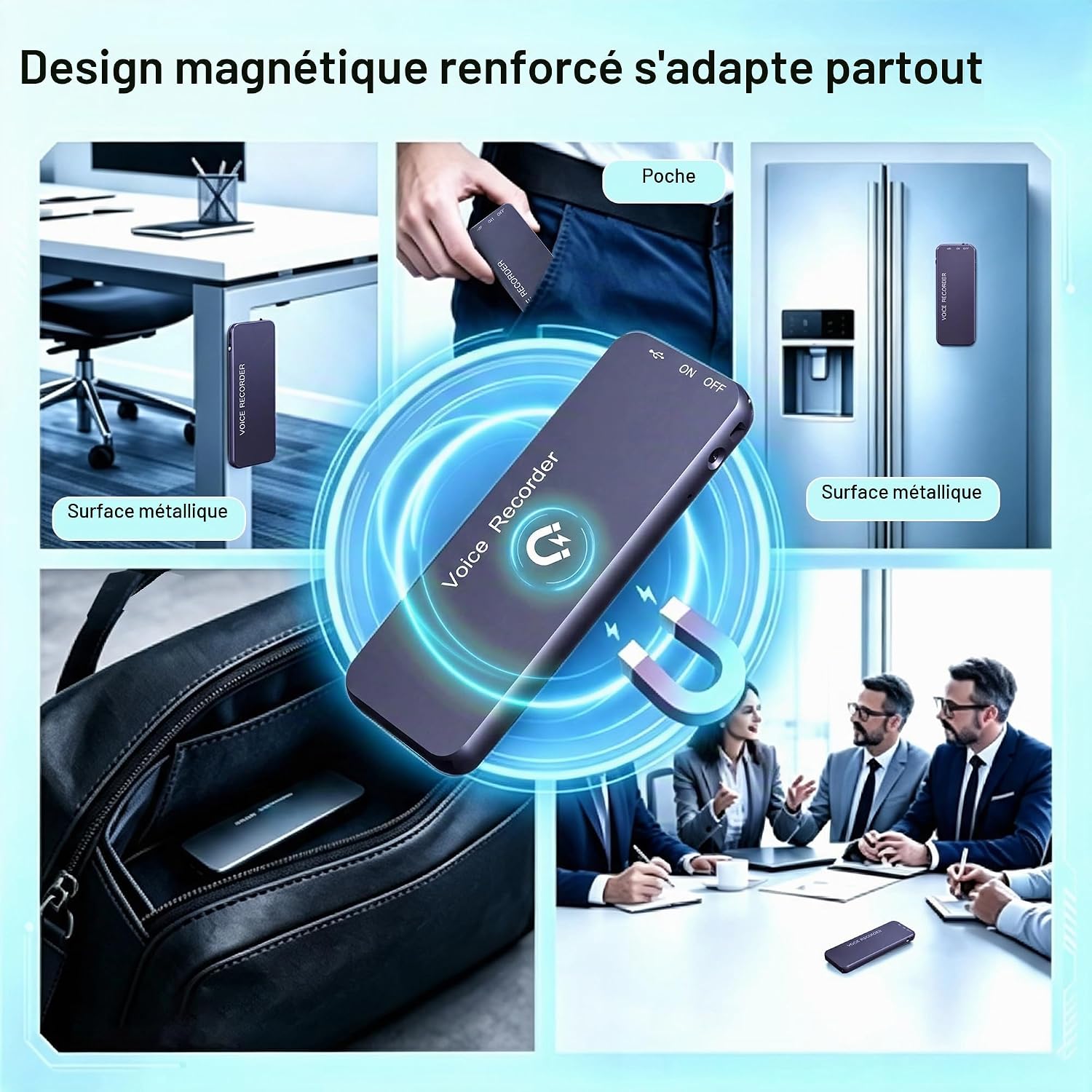 Detalle 2 de Liebssen V53 digitale spraakrecorder, 64 GB, magnetisch en USB-C