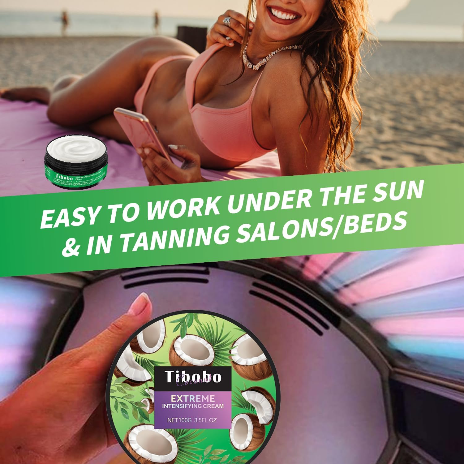 Detalle 1 de Coco Crema Bronceadora Rápida 100 g para Sol y Camas solares