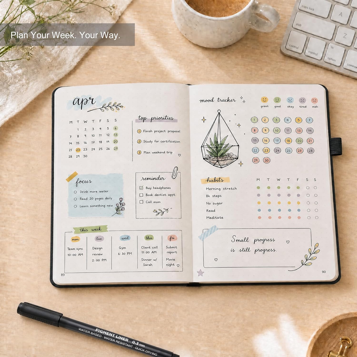 Thumbnail 6 de &And Per Se HEN-03 A5 Dotted Journal Set, 100 gsm Paper, Black Hardcover