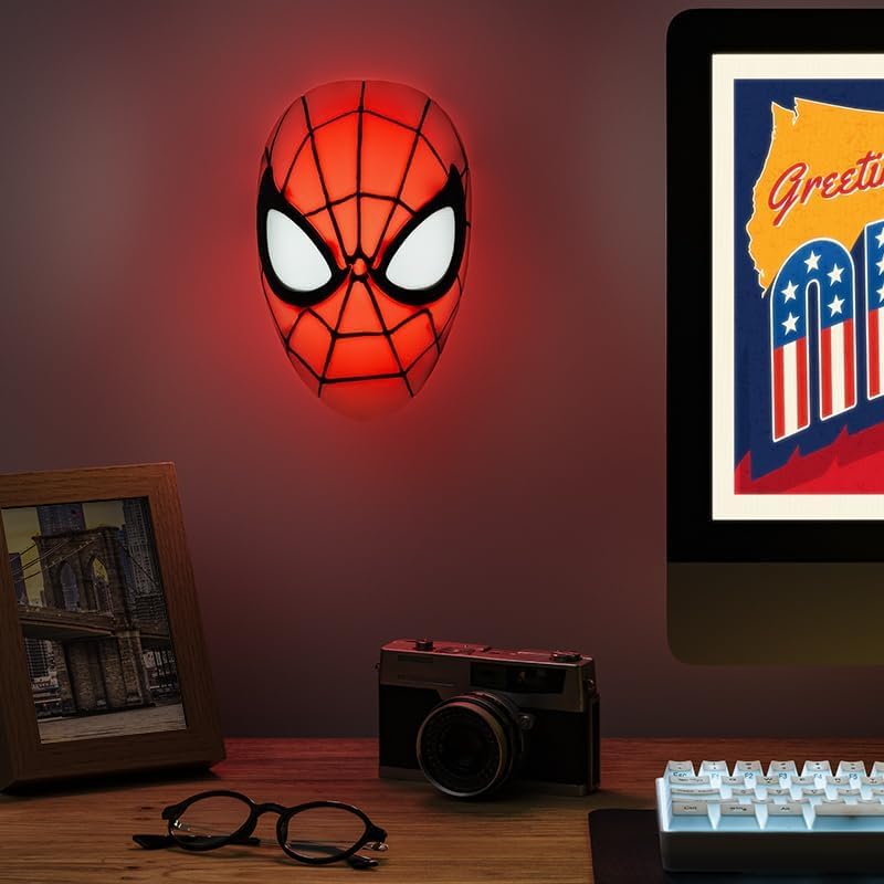 Detalle de Paladone 11357 – lampka biurkowa w kształcie maski Spider-Mana, LED