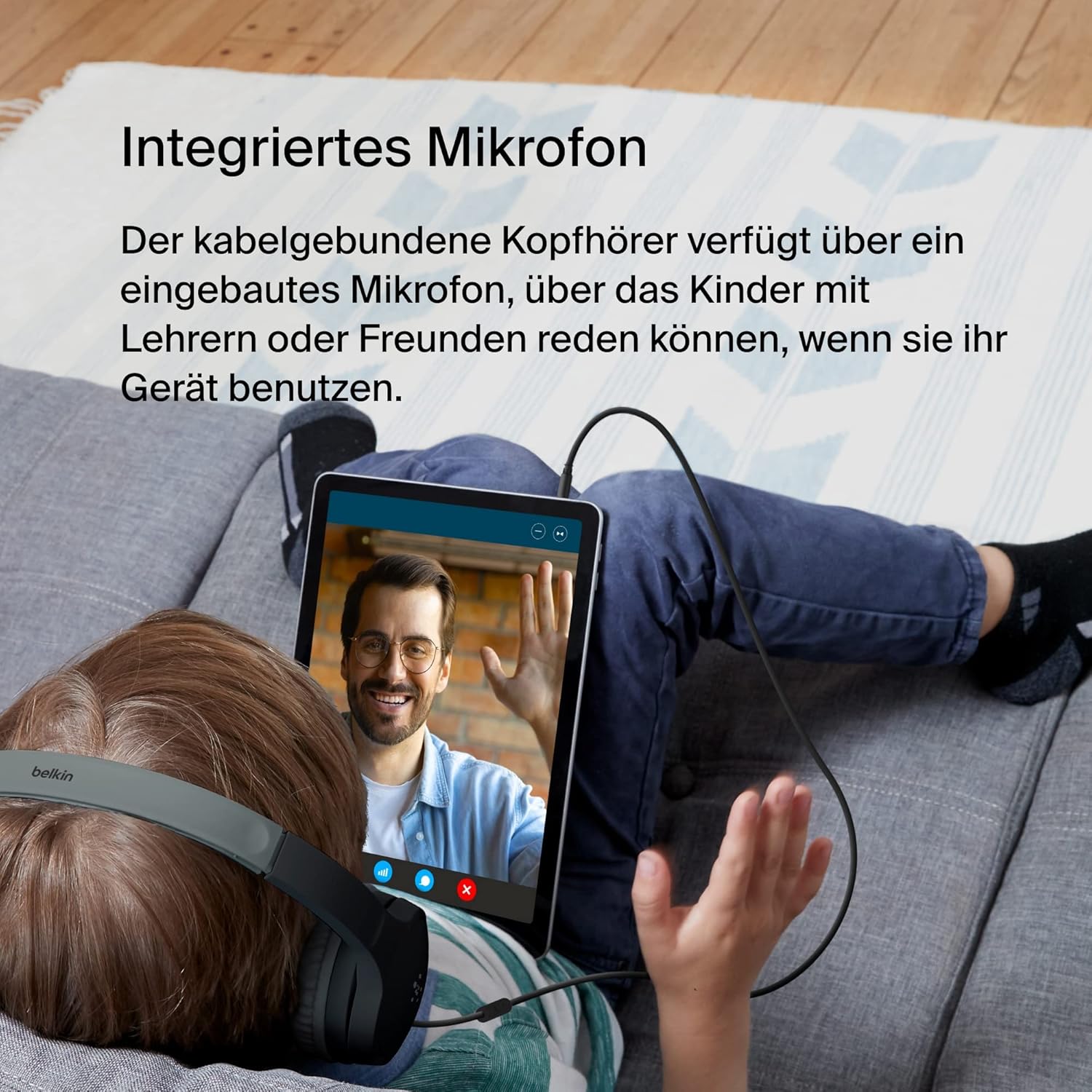 Thumbnail 3 de Belkin SoundForm Mini On-Ear-Kopfhörer mit Kabel – Kinder/Kopfhörer 3,5-mm, Schwarz