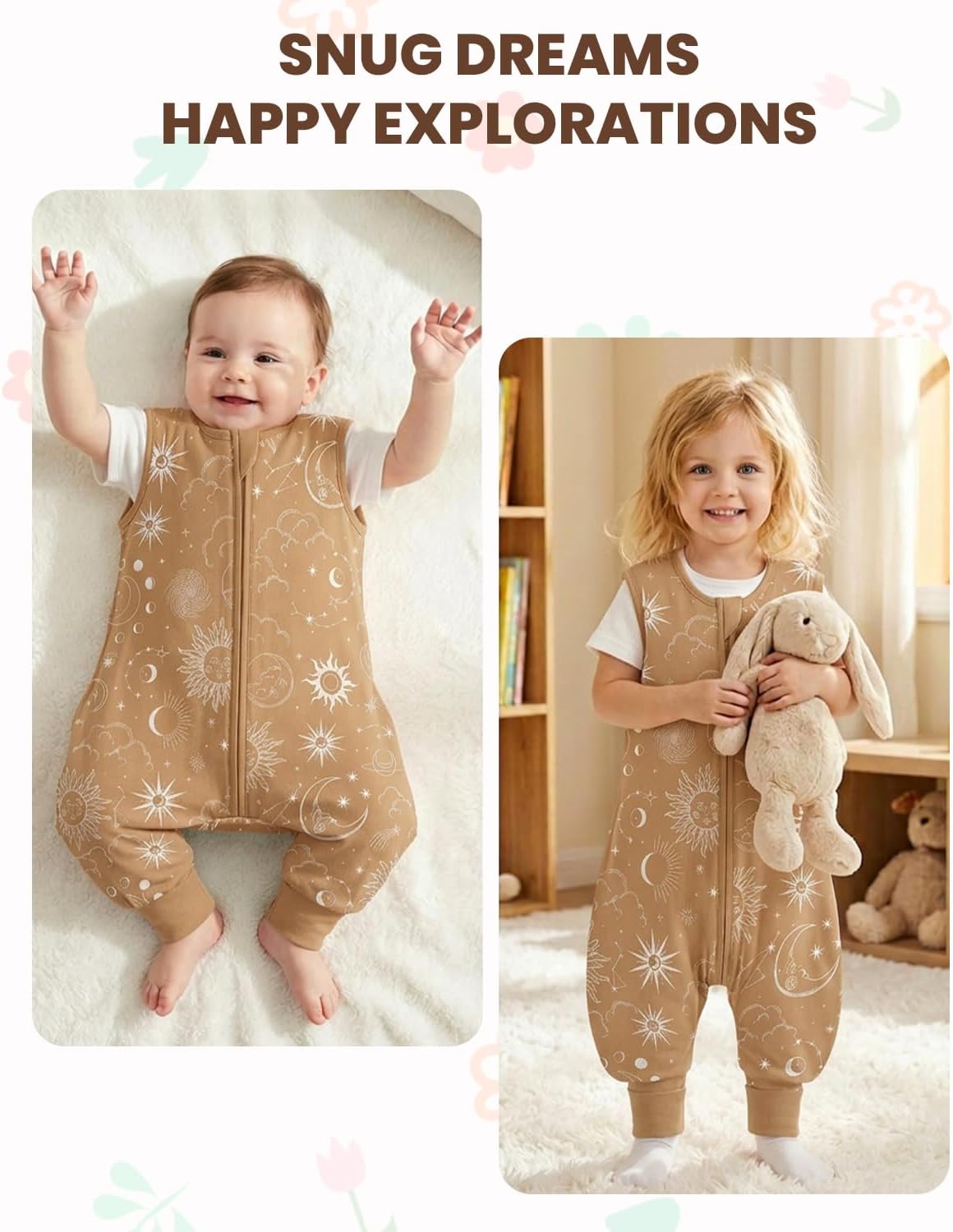 Thumbnail 5 de WYTbaby 2 Pack Sleeping Bag with Legs – 0.5 TOG Cotton Toddler Sleep Sack (2-Pack)