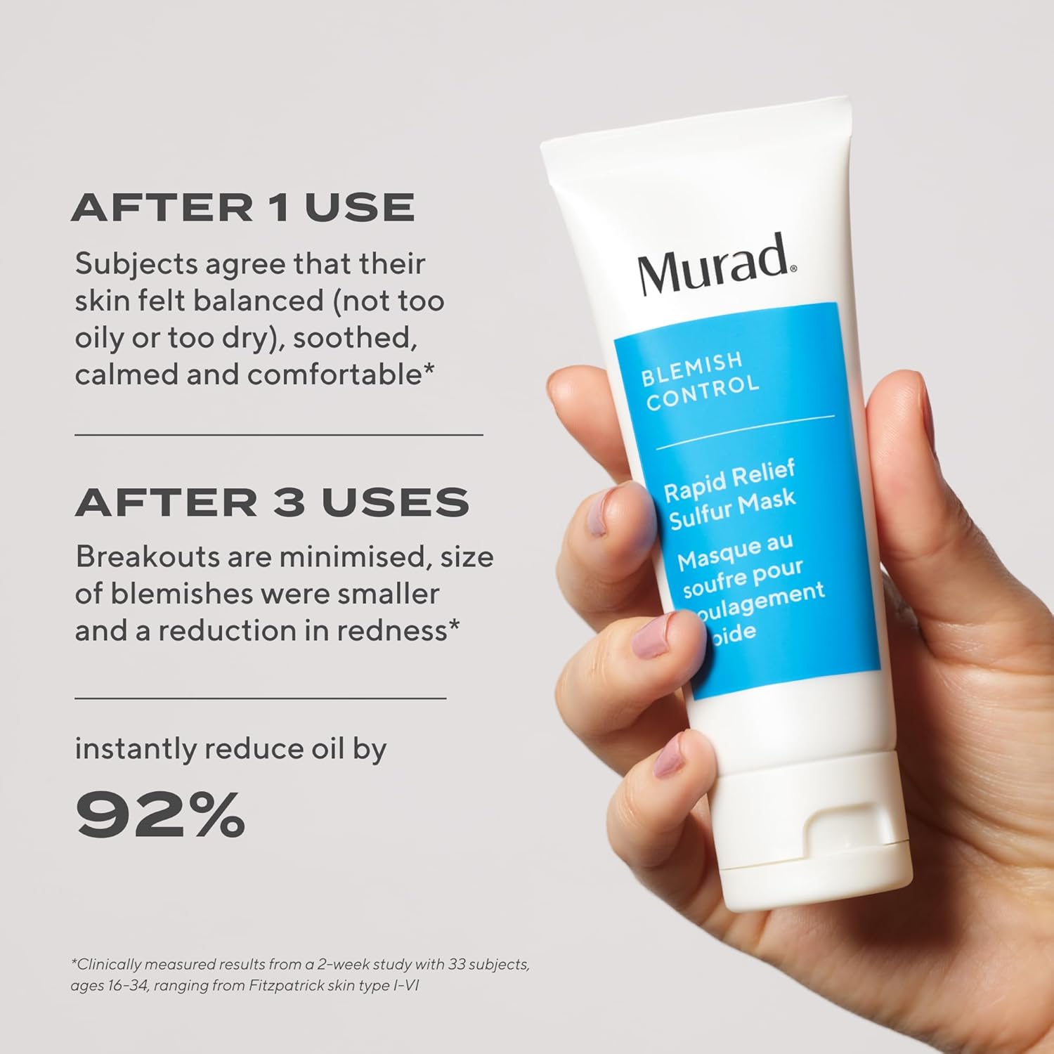Detalle de Murad Rapid Relief Sulfur Mask (Blemish Control Clay Face Mask with Salicylic Acid) – 75ml