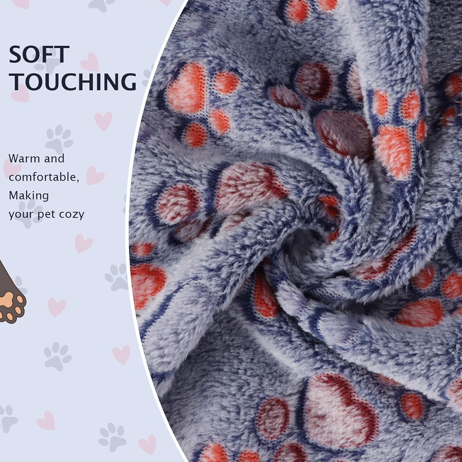 Detalle 2 de BVAGSS XH075 60 x 40 cm paw-print pet blanket