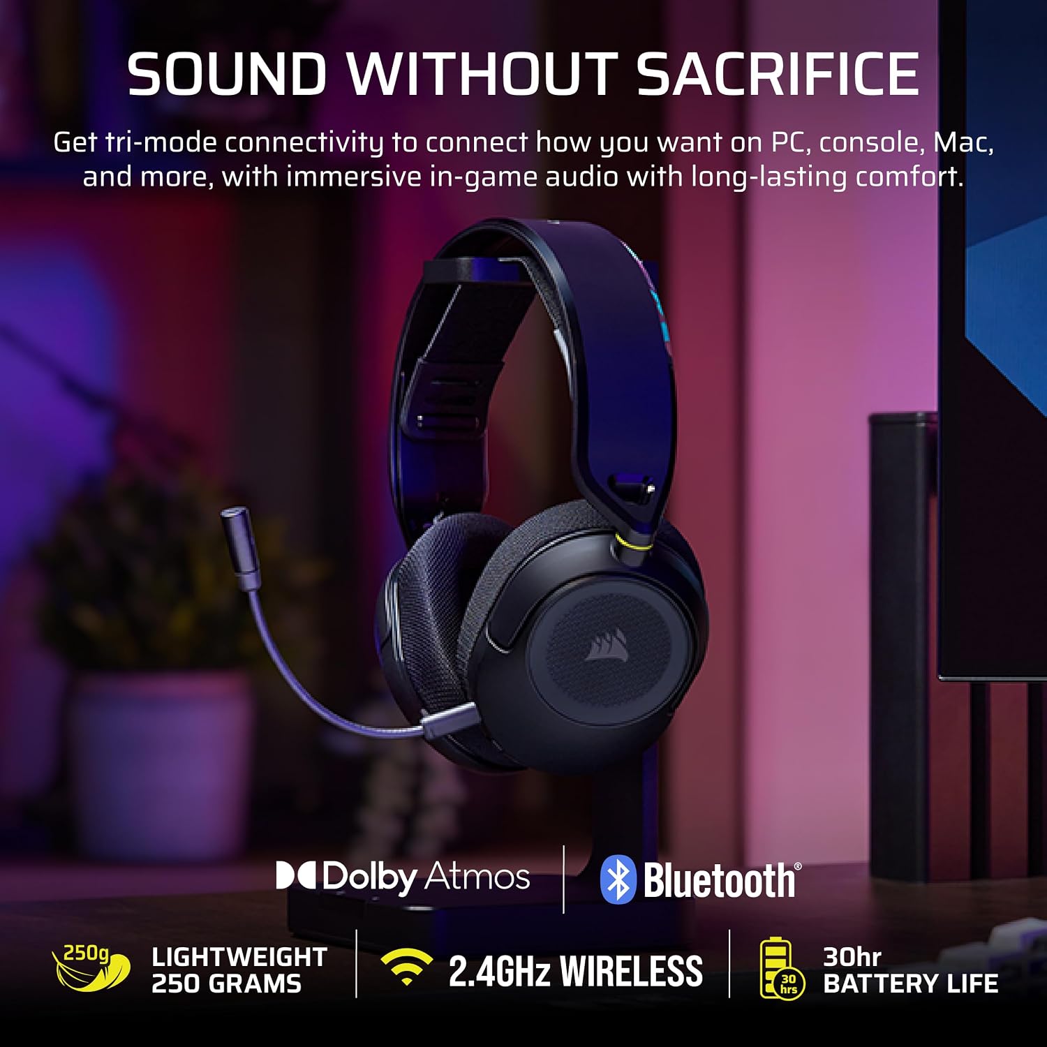 Detalle 2 de CORSAIR HS35 v3 Wireless Gaming Headset, CA-9011401-WW, 2.4GHz & Bluetooth