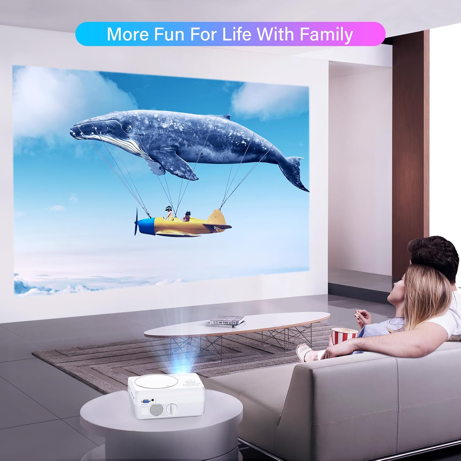 Thumbnail 6 de Dxyiitoo Full HD WiFi Bluetooth Projector with Built-in DVD Player