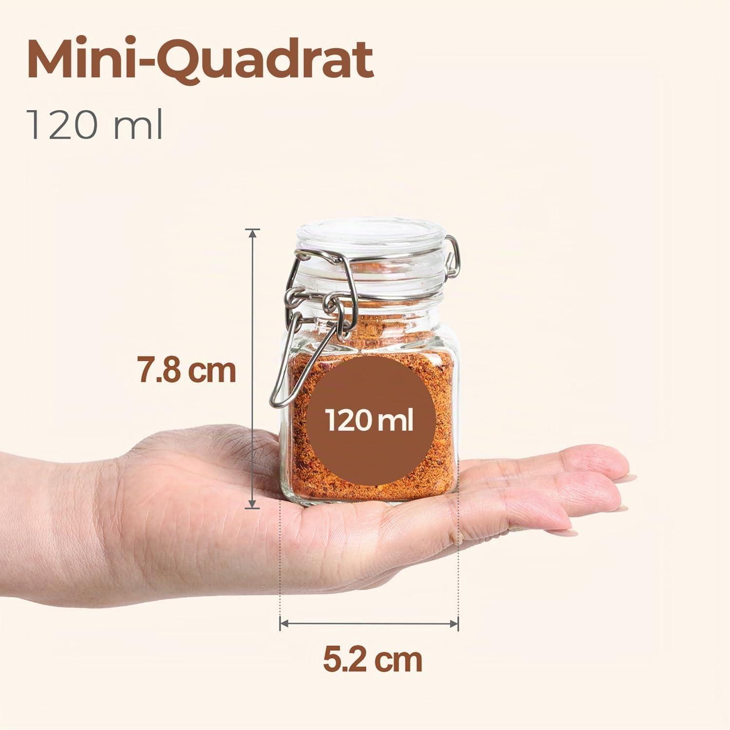 Detalle 2 de ComSaf 12er Gewürzgläser-Set 120 ml – luftdicht, quadratisch, mit Trichter & Etikettenbogen