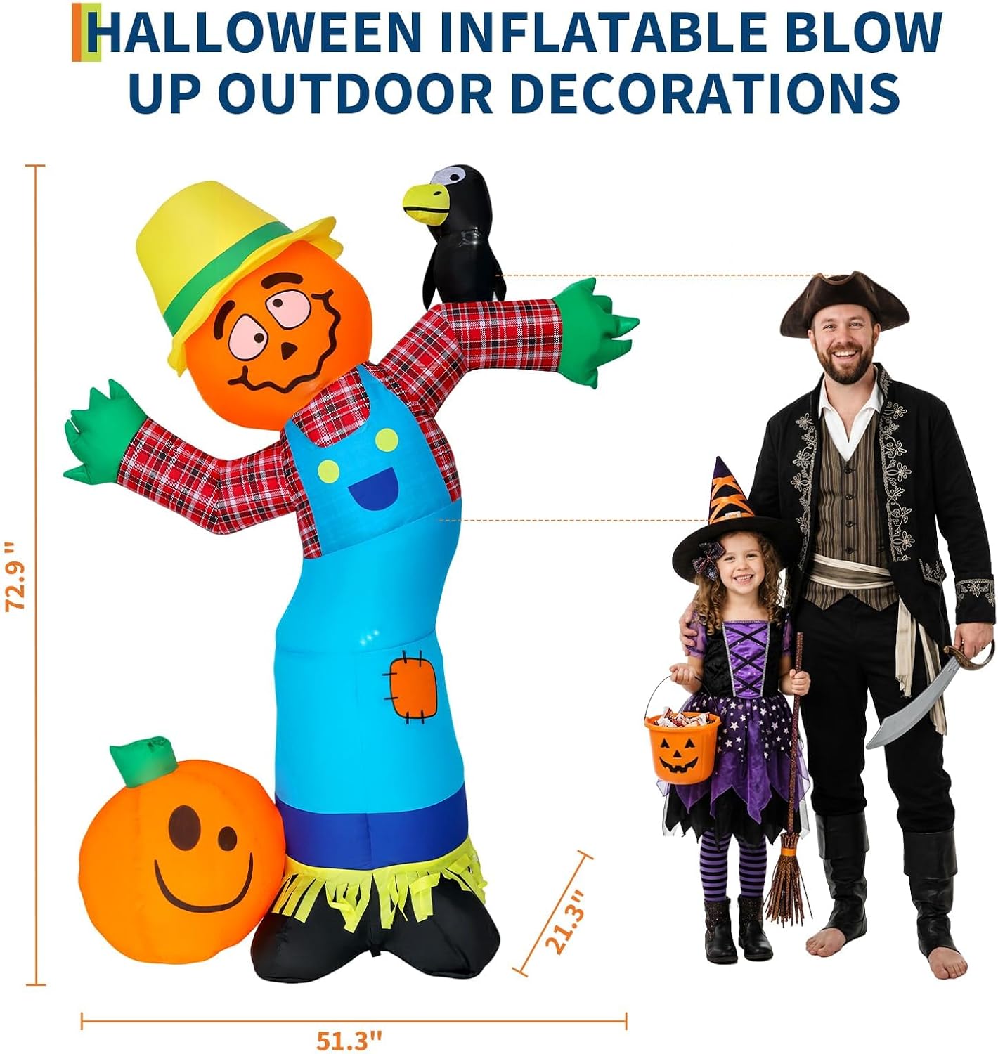 Thumbnail 6 de WildVenture 6FT Pumpkin Scarecrow Inflatable with 7 LED Lights