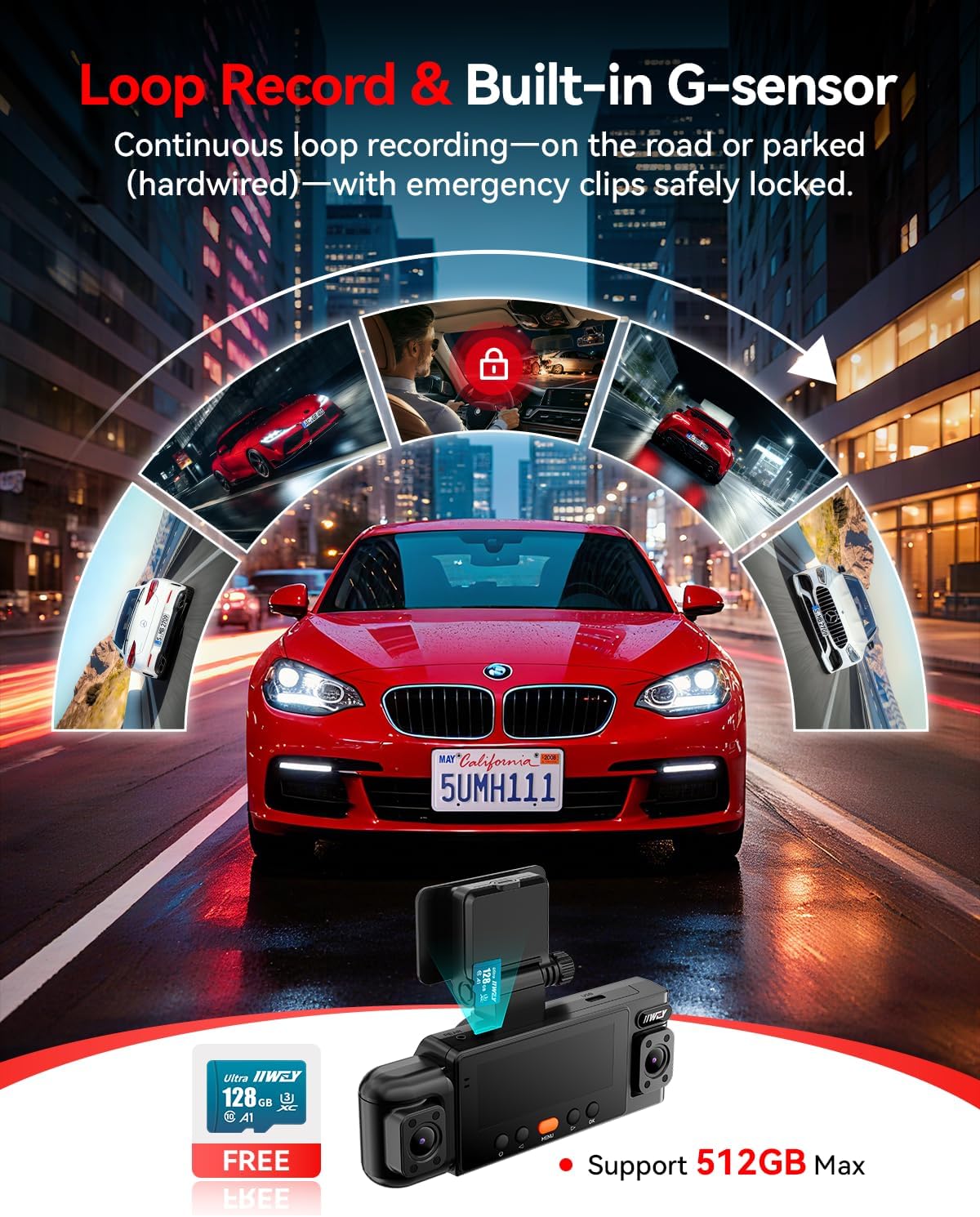 Thumbnail 5 de IIWEY N6 4-Channel 360° Dash Cam with STARVIS 2K, Night Vision & GPS