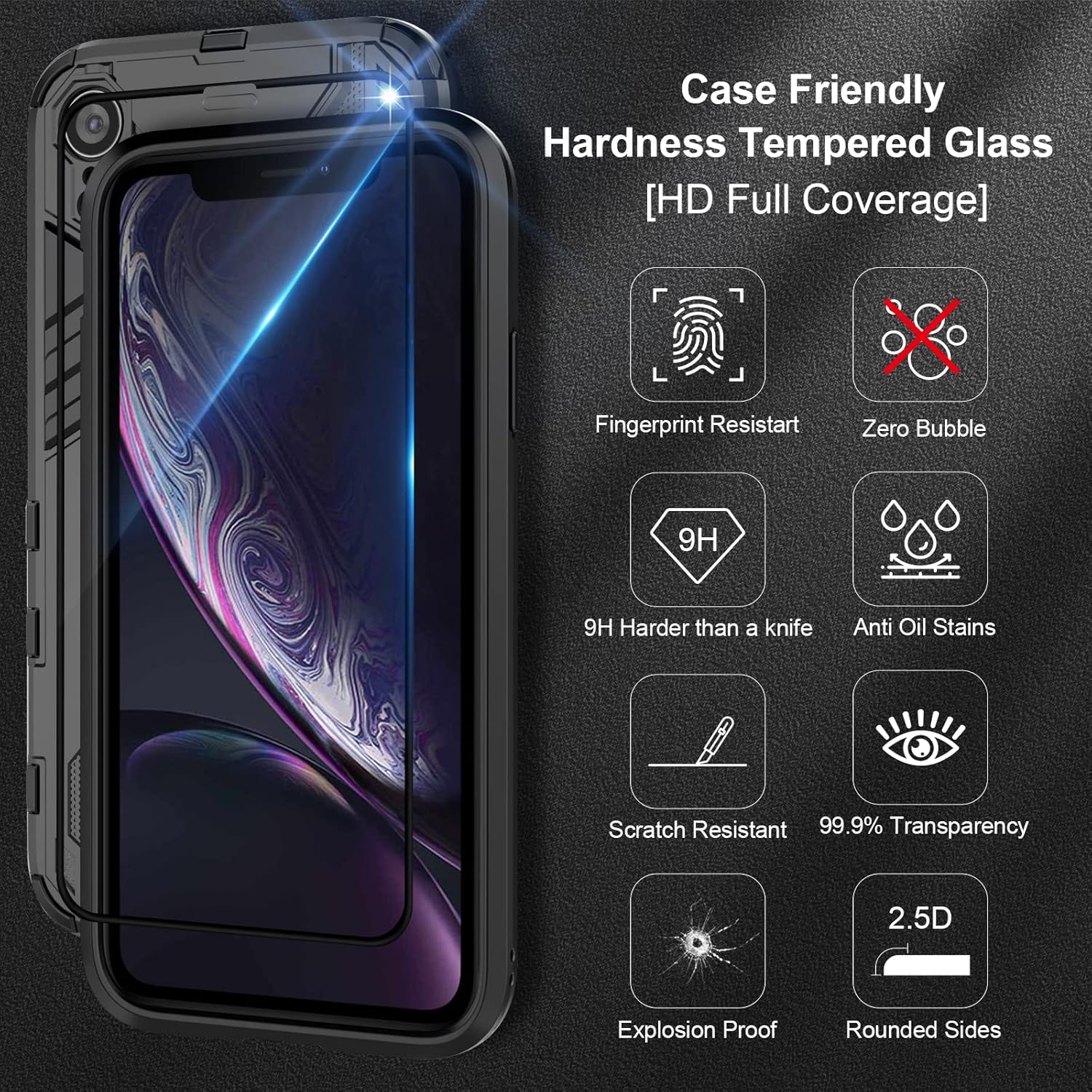 Thumbnail 4 de Btstring Hülle für iPhone XR mit Schutzfolie, Military-Standard Case & Standfunktion (schwarz)