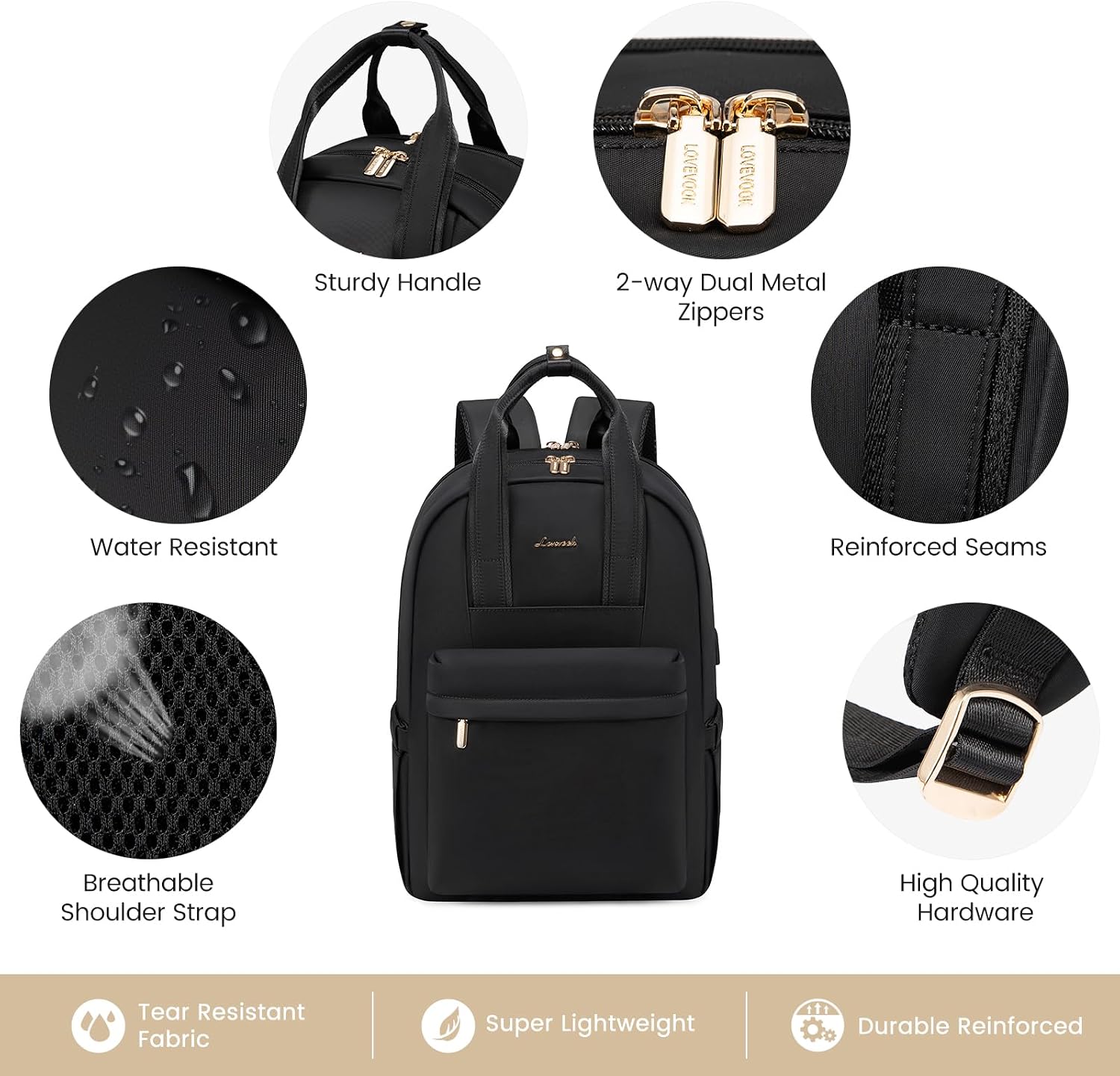 Detalle de LOVEVOOK 15.6 inch laptop backpack