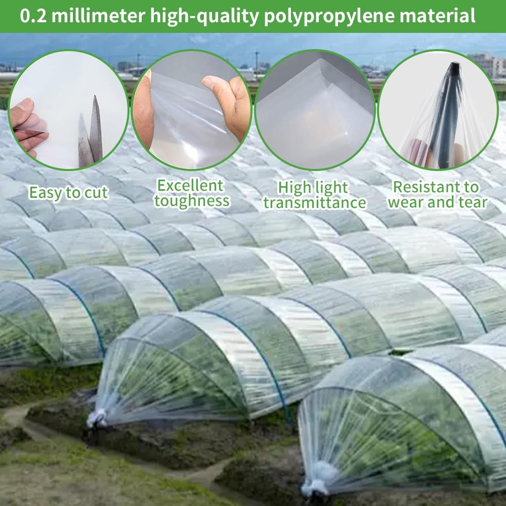 Detalle de HuaMuDM Gewächshausfolie 2 m × 10 m transparent Polyethylenfolie