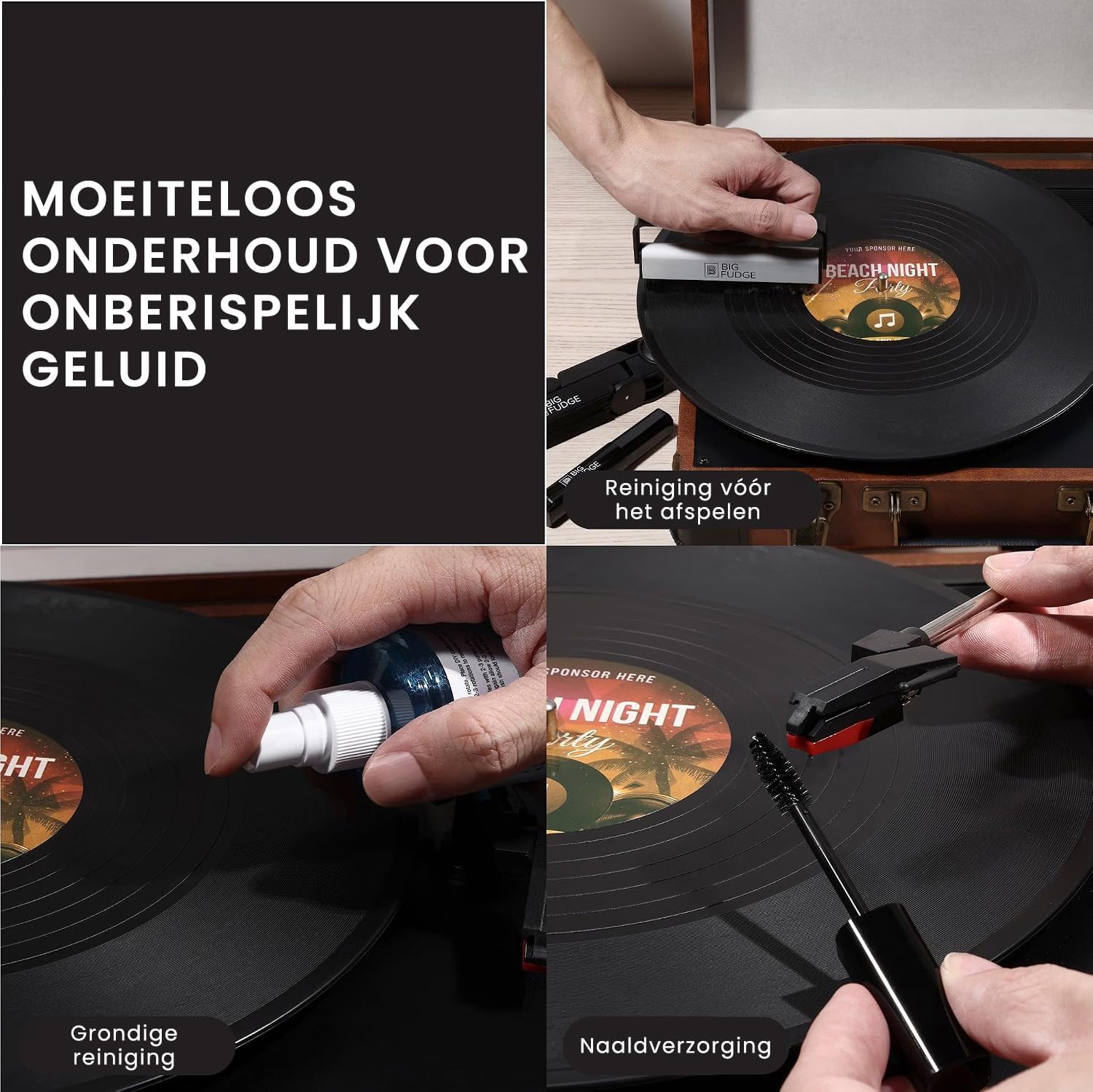 Thumbnail 4 de Big Fudge 6-in-1 vinylplatenreinigingsset met koolstofvezelborstel en houder