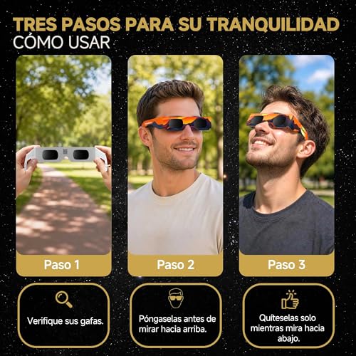 Detalle de Gafas Eclipse Specs: Pack de 3/5/10/25 gafas para observación solar con certificación ISO 12312-2 y CE