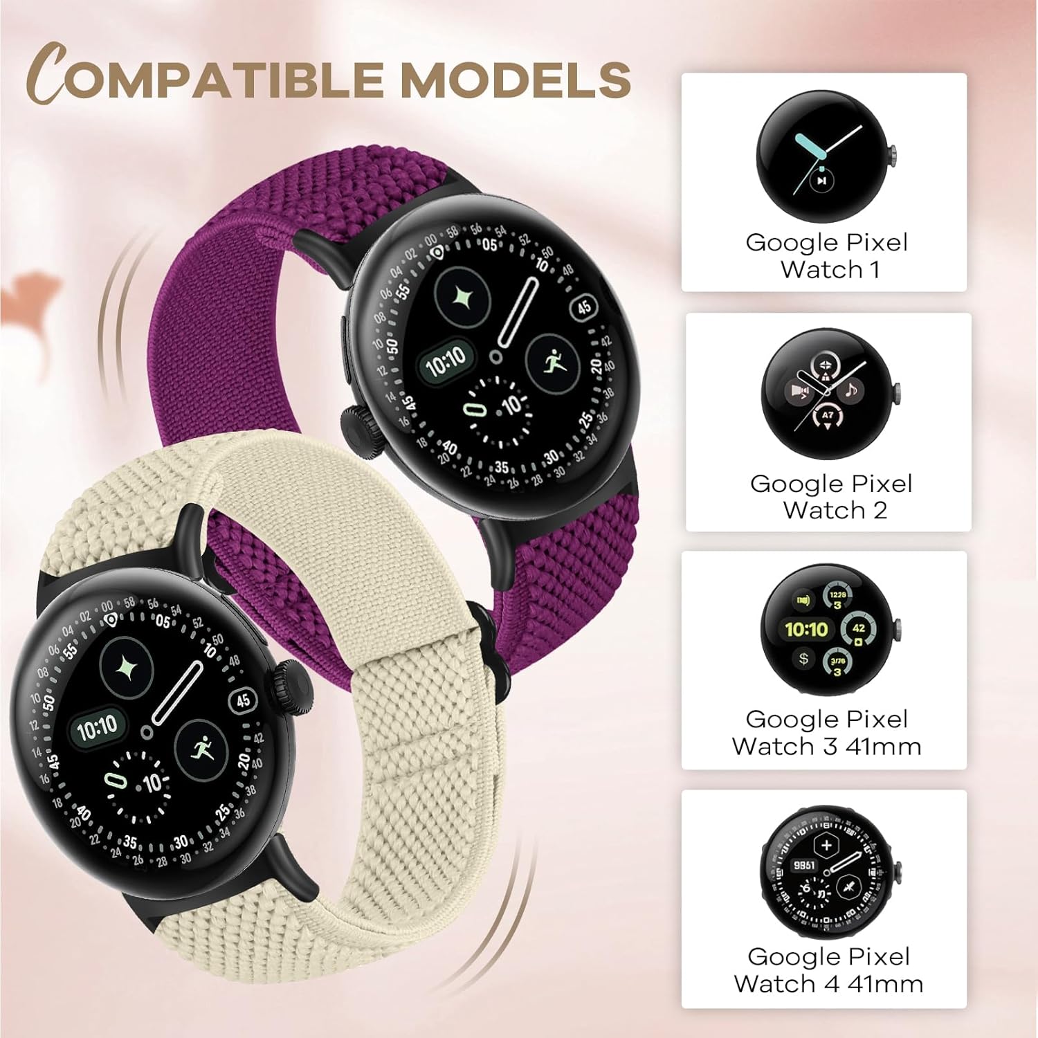 Thumbnail 2 de BTTNG Elastic Nylon Watch Straps (3 Pack) for Google Pixel Watch 4/3 41mm and Pixel Watch 2/1