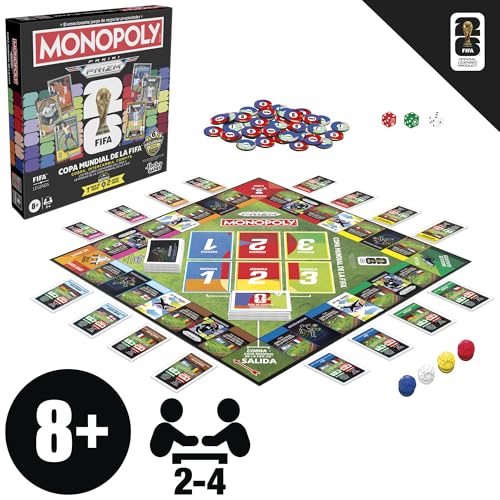 Detalle de Monopoly Panini Prizm Copa Mundial de la FIFA 2026 - Juego de Mesa con Cartas Coleccionables