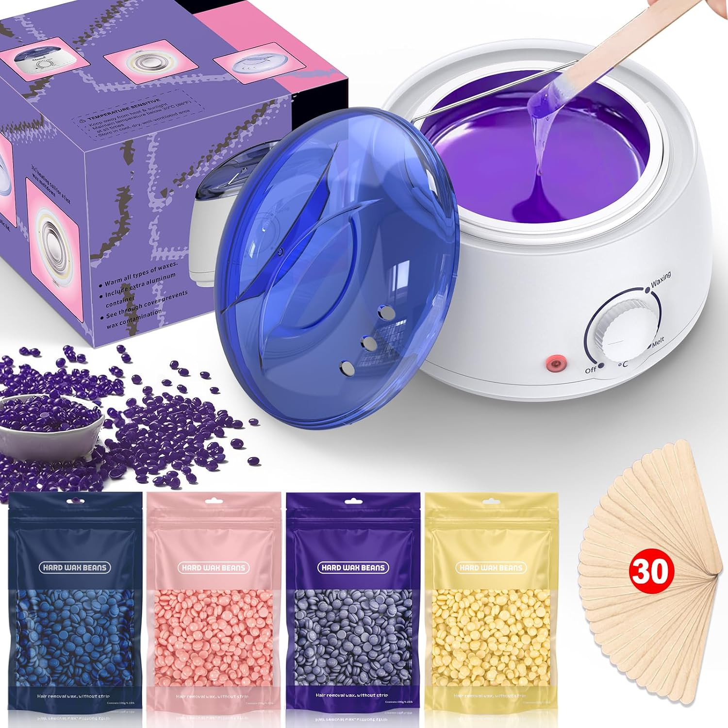 Detalle de JOOPLEX Wax Melt Warmer Kit with 400 g Hard Wax Beans and 30 Sticks