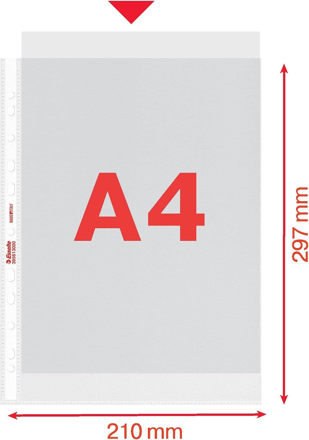 Detalle de Esselte 100 Buste per raccoglitori A4 con fori universali, antiriflesso, anti-copia – ideale per archiviazione sicura e pulita