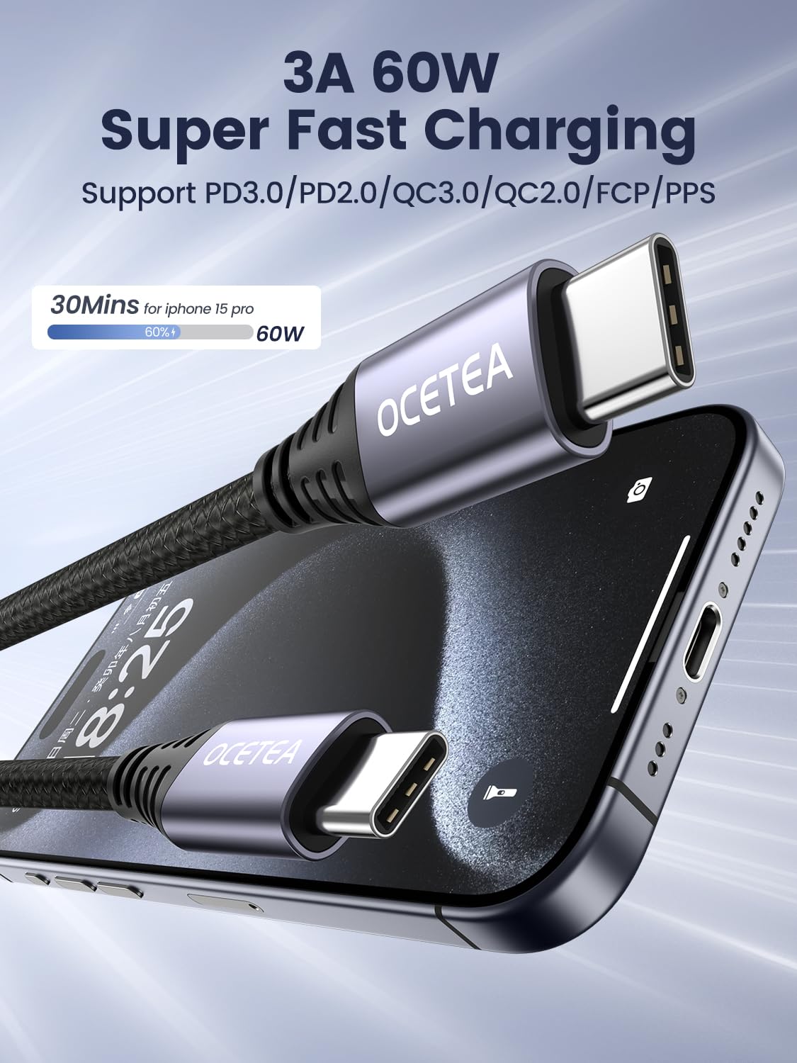 Detalle 2 de Ocetea 60W USB C Kabel 4er Pack 🔌