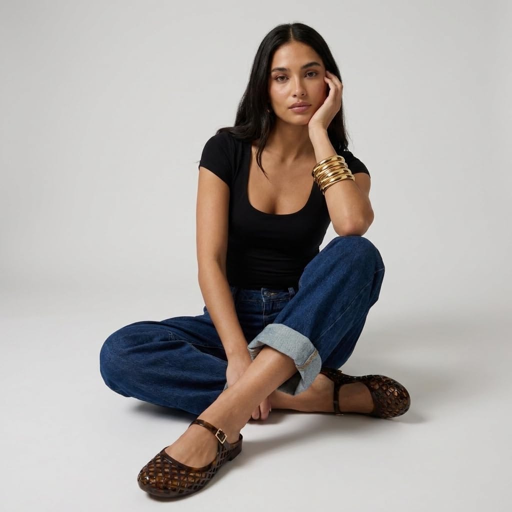 Thumbnail 4 de CUSHIONAIRE Java Casual Womens Jelly Flats with Adjustable Strap