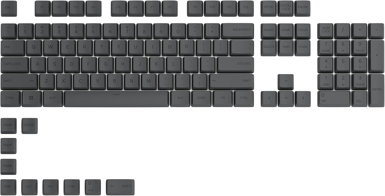 Detalle de GLORIOUS GPBT Tastenkappen (115x) Cherry-Profil, PBT, ANSI Schwarz – hochwertige Tipp-Erfahrung mit Thermosublimationsdruck