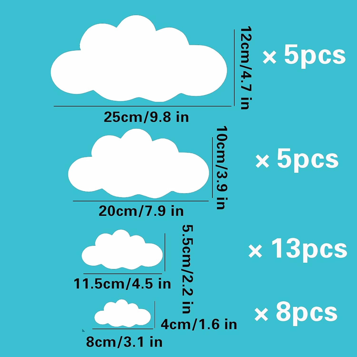 Detalle 2 de ZLZLCFZE White Cloud Wall Decals, 31-Piece Waterproof Vinyl Set
