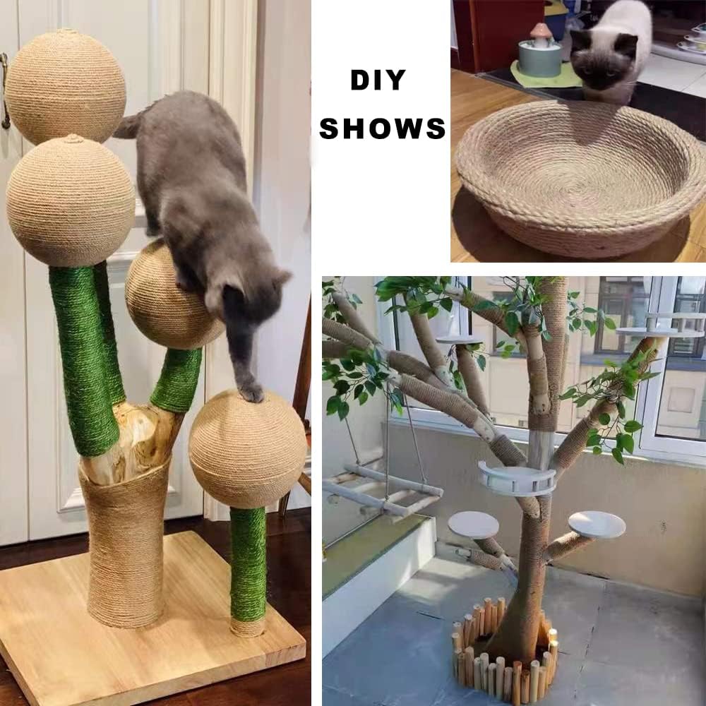 Detalle 2 de SGAVAHSG Sisal Rope Cat Scratcher: 33 ft DIY Replacement for Cat Trees (SR01-Brown10M)