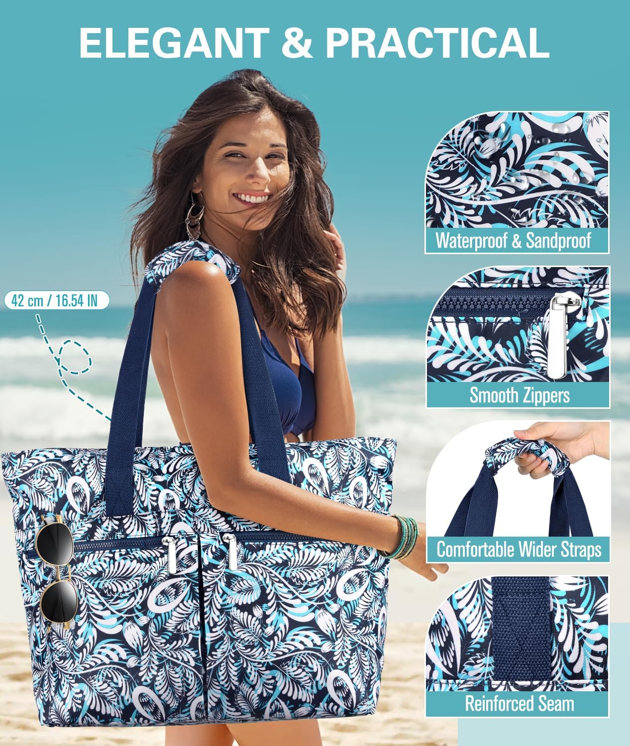 Thumbnail 3 de ENONEO Strandtasche Familie XXL – Wasserdichte Strand- und Reisetasche mit Nassfach