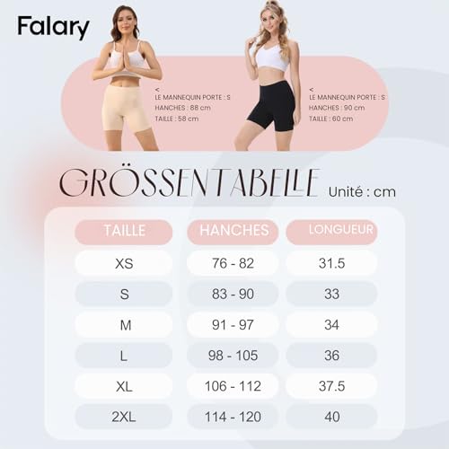 Detalle de FALARY - 3 Paires Short Anti Frottement Cuisse Femme, Shorts Doux et Confortables sous Robe