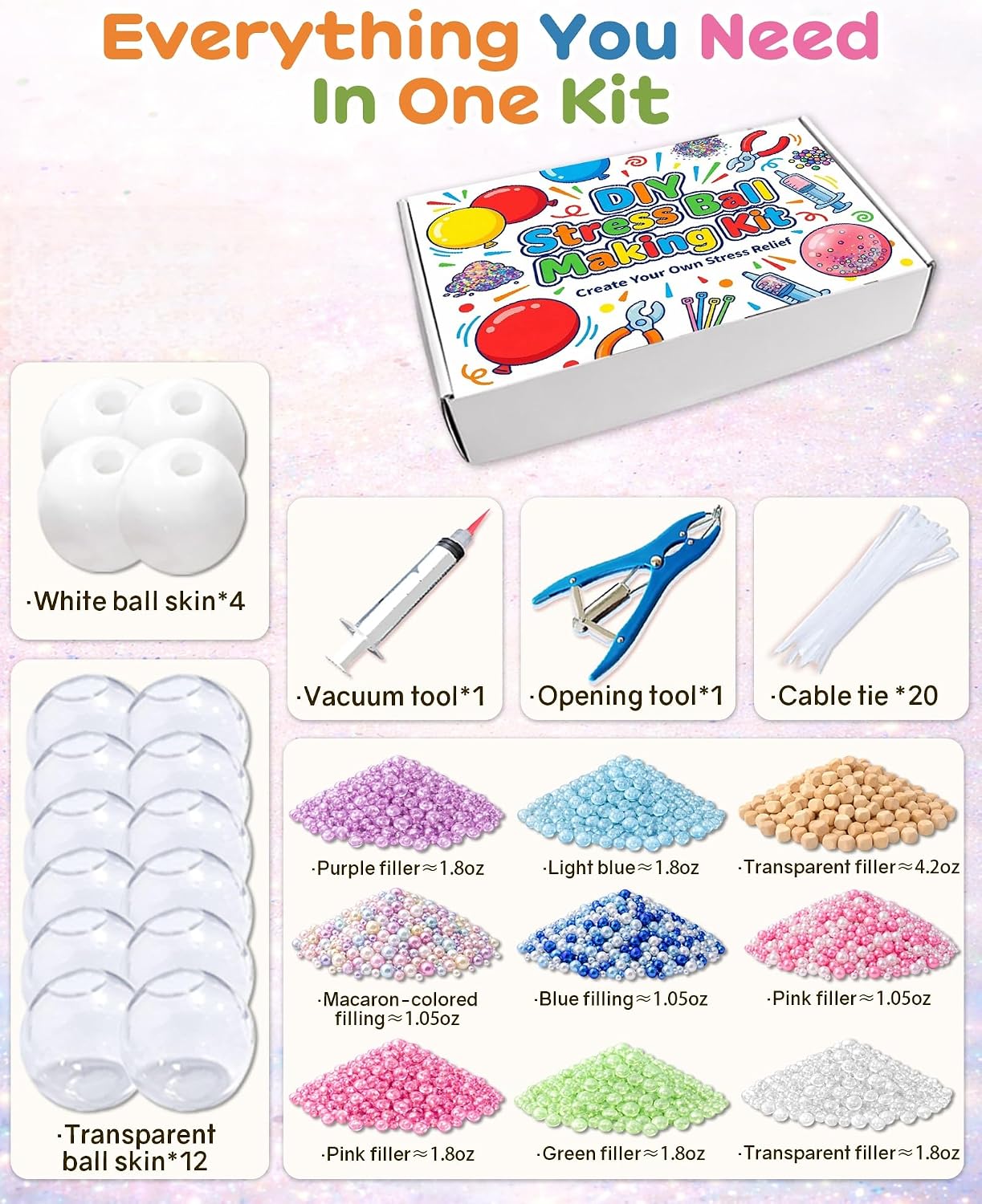 Detalle 2 de Ploithic DIY Stress Ball Making Kit with TPR Skins, Filler and Air Tools