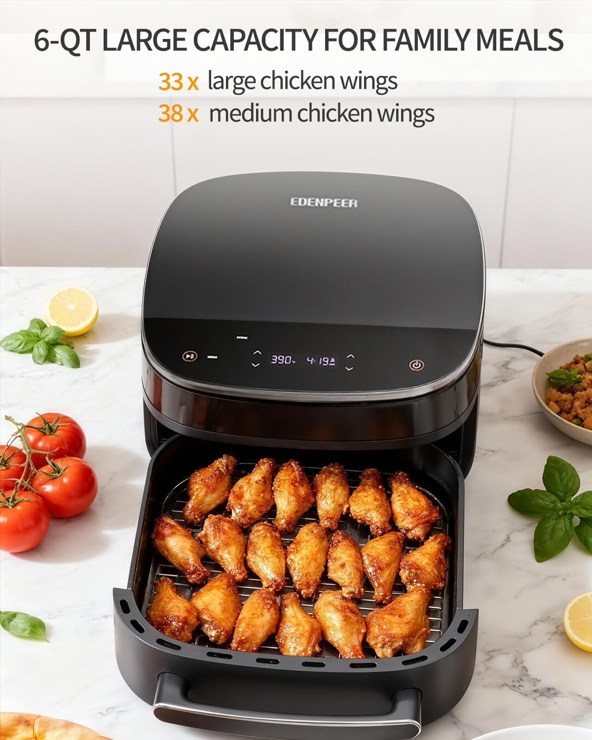 Detalle 2 de EDENPEER Extra Large Air Fryer 6 QT ๐
