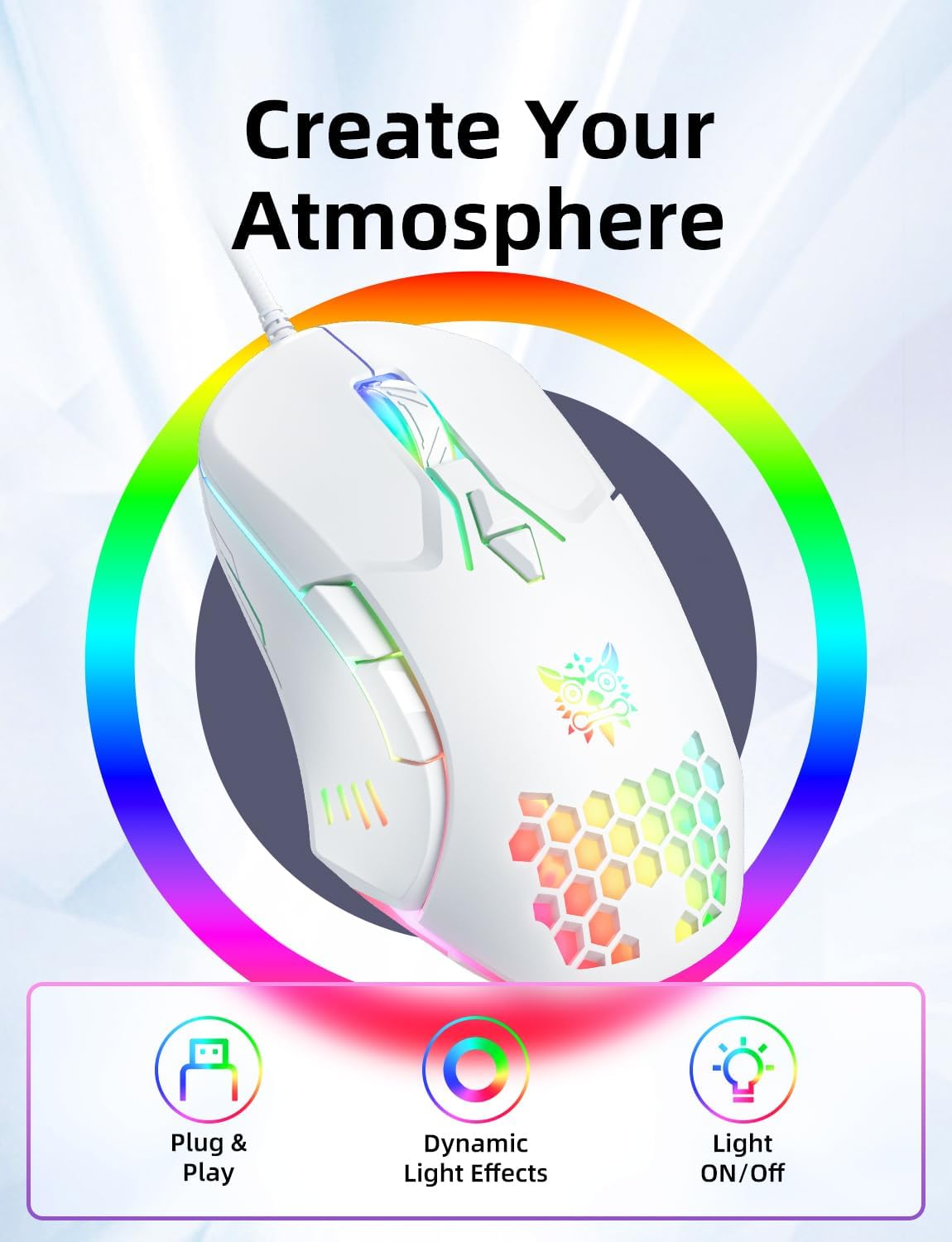 Detalle 2 de Wired PC Gaming Mouse with PMW3389 sensor, RGB backlighting and 7 programmable buttons