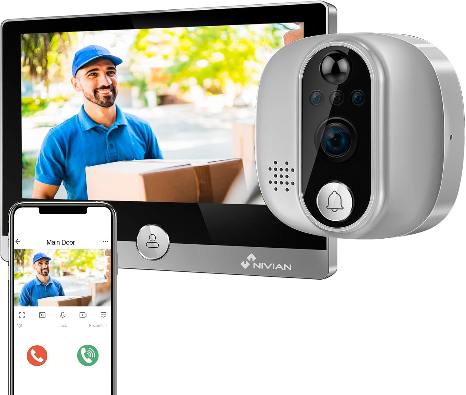 Detalle de NIVIAN DOORVIEW1 mirilla digital Full HD, WiFi 🔒