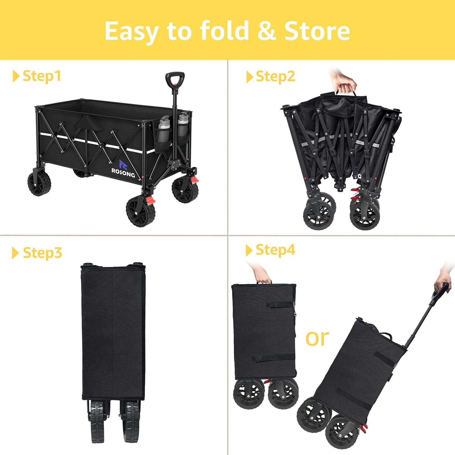 Thumbnail 6 de ROSONG ZW001 150L Collapsible Wagon Cart, 350-lb Capacity, Folding Design