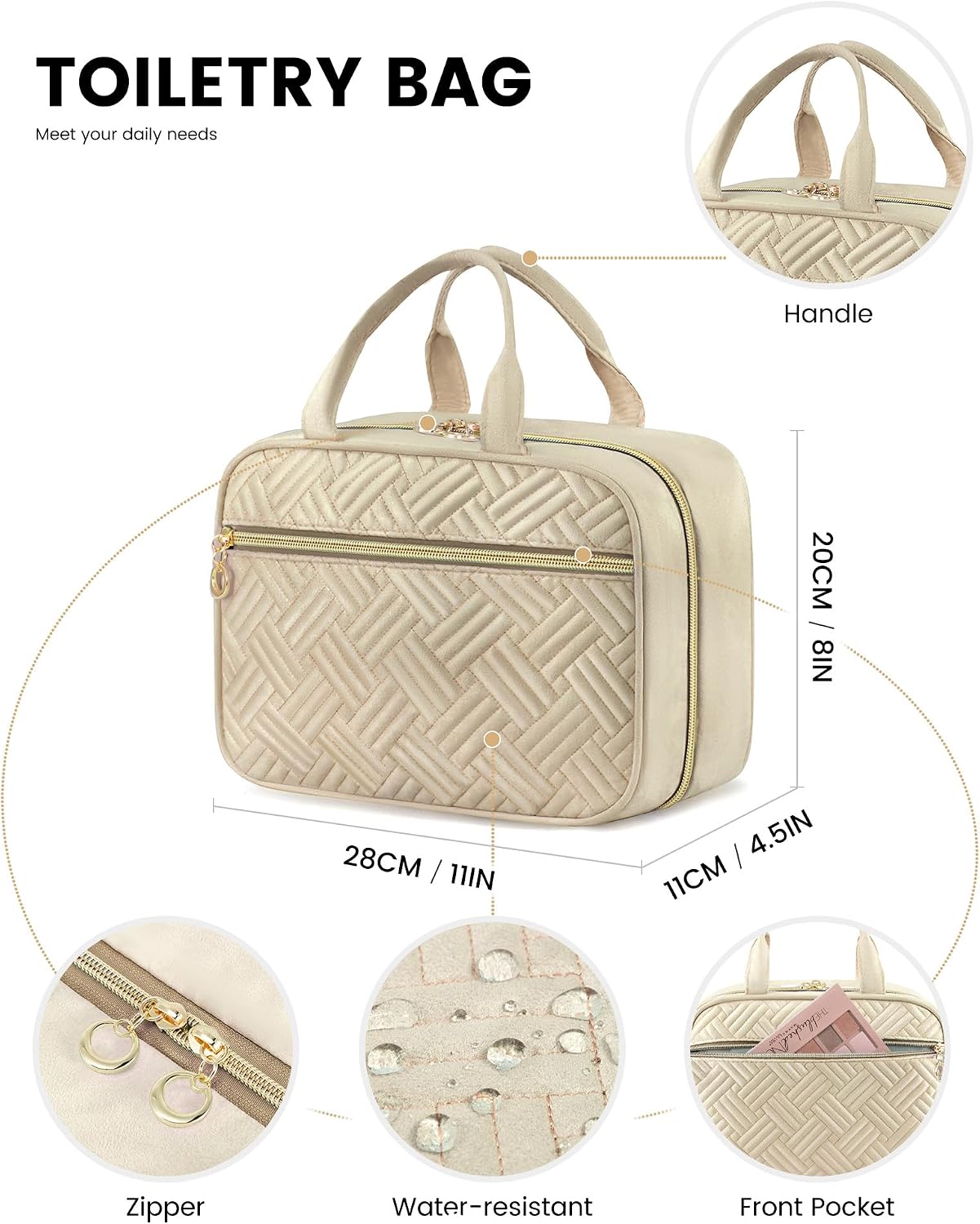 Thumbnail 3 de Kulturtasche für Damen LOVEVOOK von Kulturtasche Damen mit 360° drehbarem Haken – faltbare, wasserdichte Kulturbeutel groß