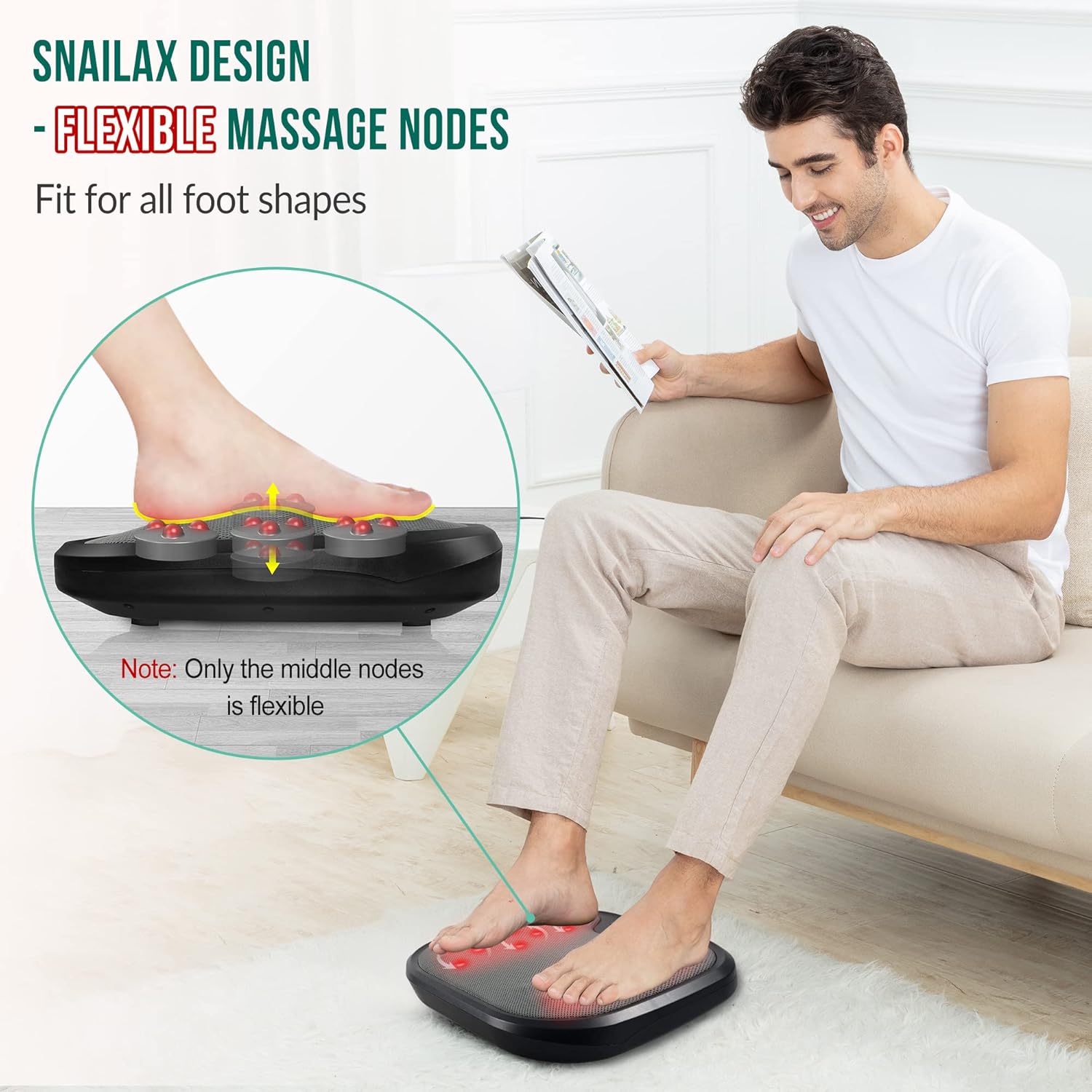 Detalle 2 de Snailax Massaggiatore per piedi 2 in 1 con calore e vibrazione 🦶
