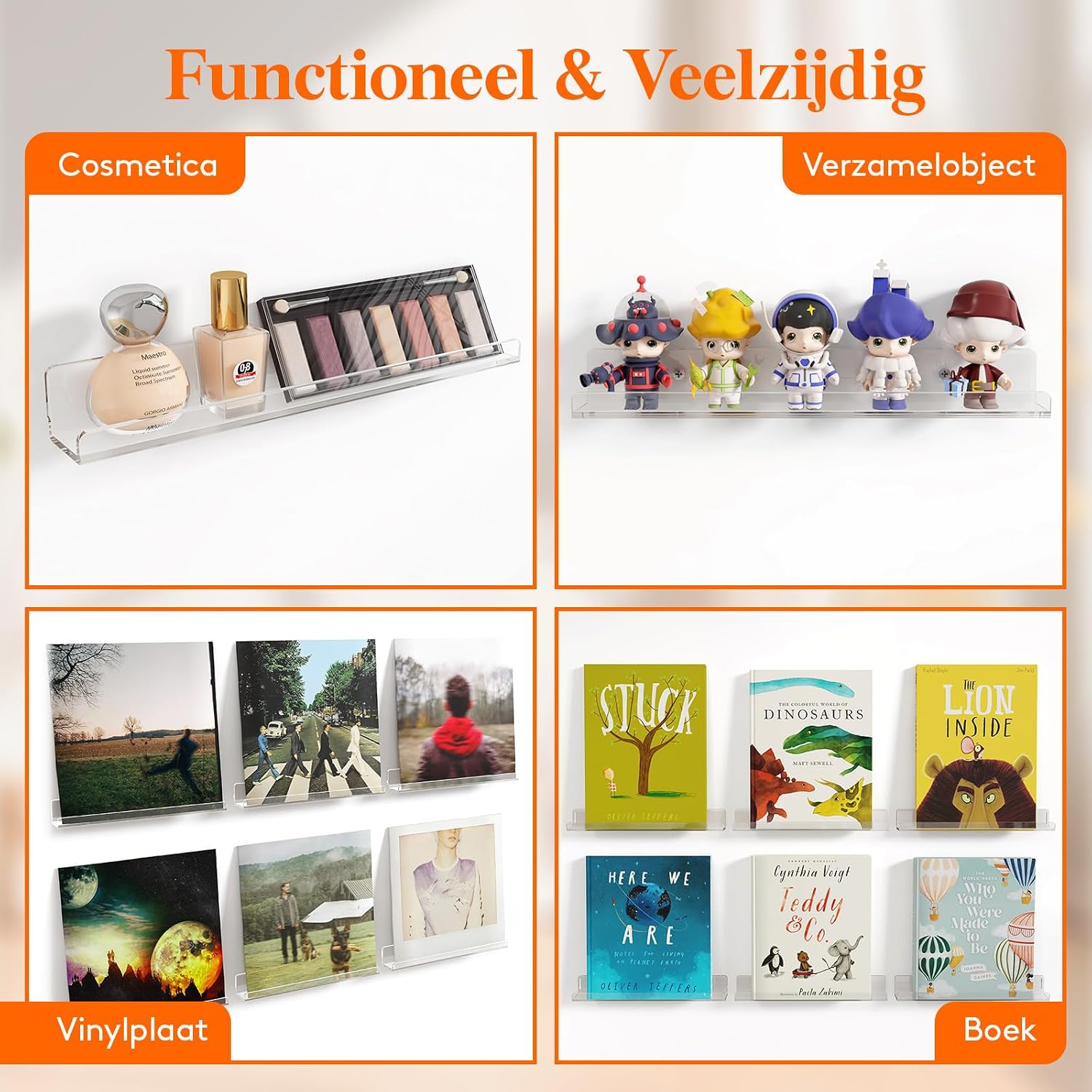 Thumbnail 6 de Lifewit 23120 zwevende platenplanken, set van 10 transparante acrylplanken